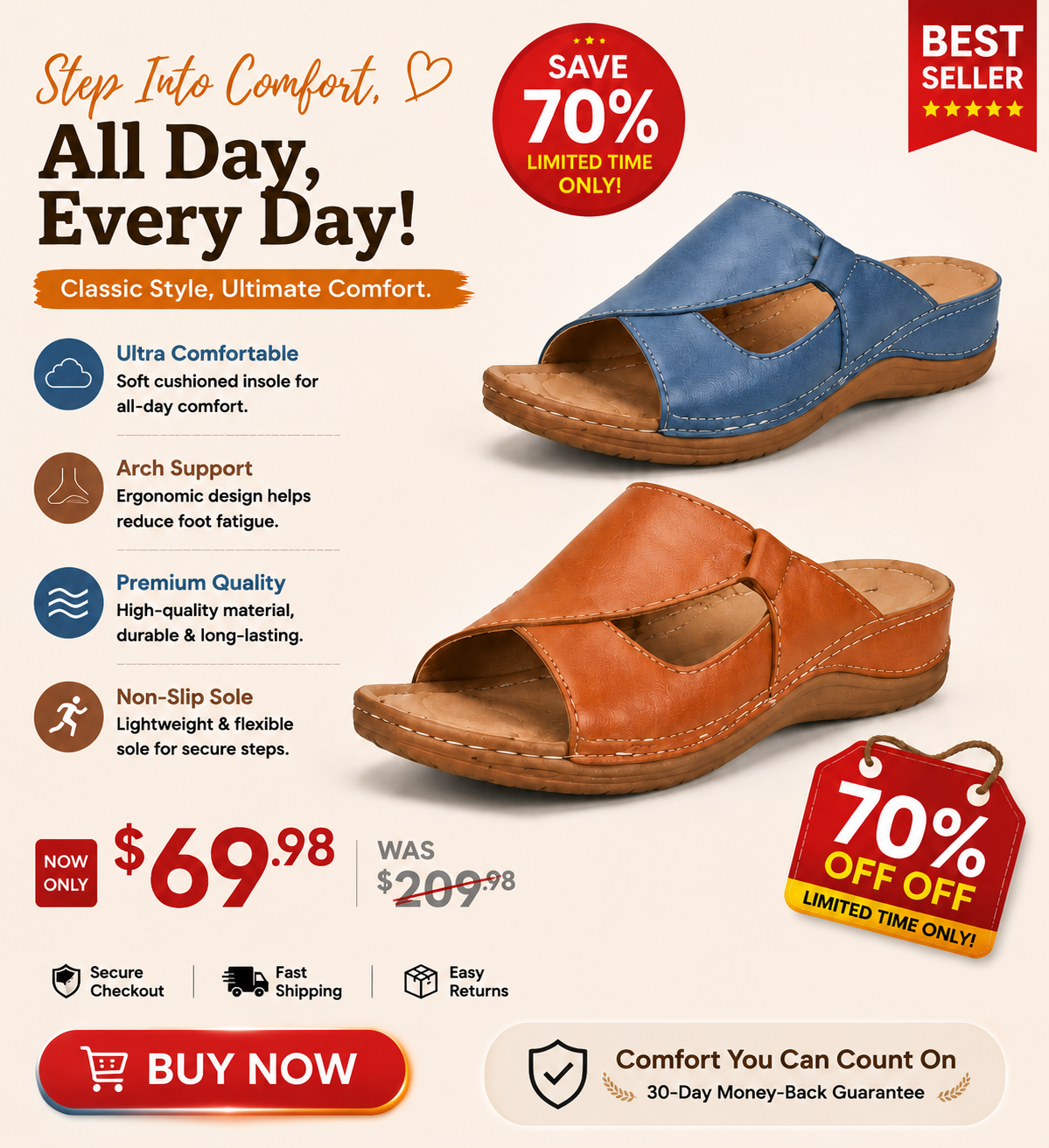 🔥LAST DAY 70% OFF🔥 Orthopedic Leather Crossover Slide Sandals - Contrast Stitching Detail