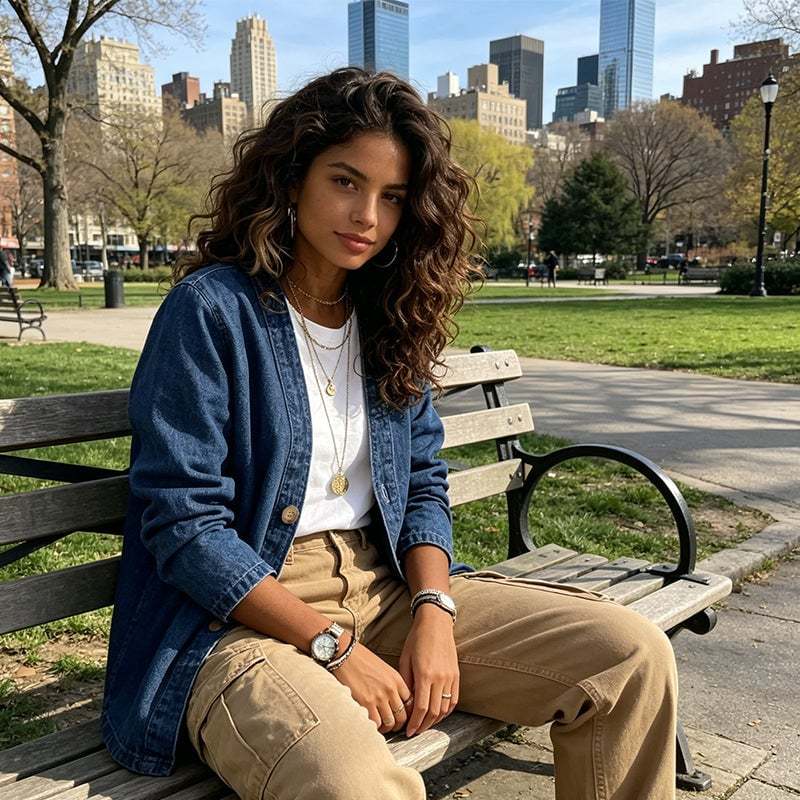 🧥 50% OFF!✨ Classic V-Neck Denim Top 💙