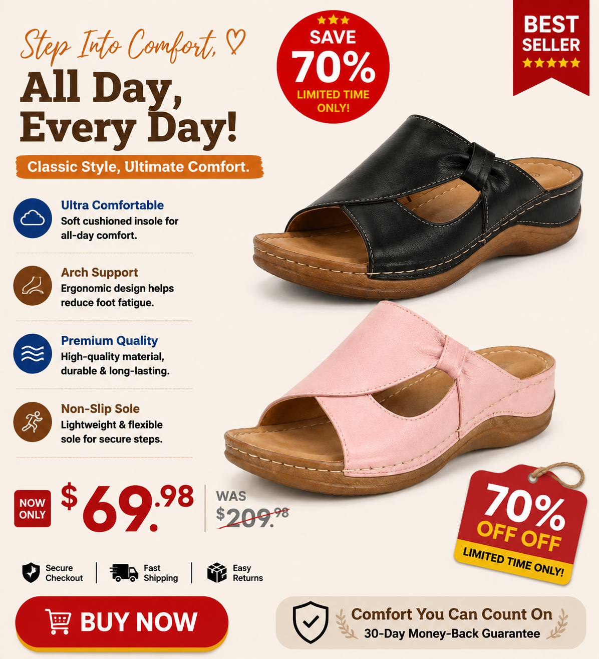 🔥LAST DAY 70% OFF🔥 Orthopedic Leather Crossover Slide Sandals - Contrast Stitching Detail