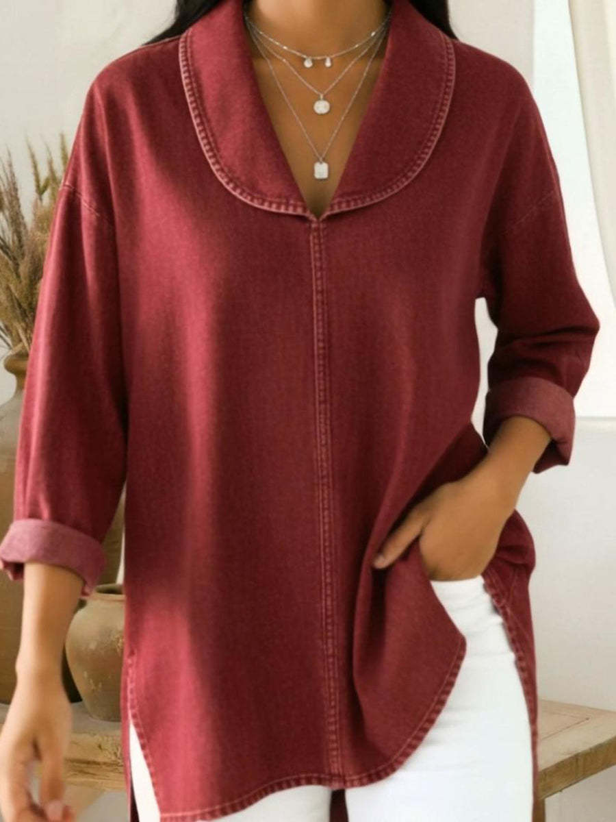 💝💝Lastday 50% OFF🔥Retro Shawl Collar Denim Cotton Top