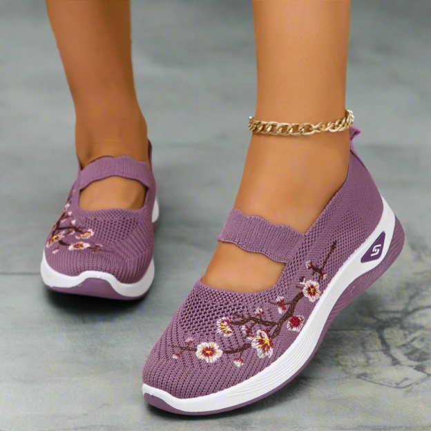 CMF Women Orthopedic Shoes Breathable Arch-support Blossom Cherry Vintage Non-slip Mesh