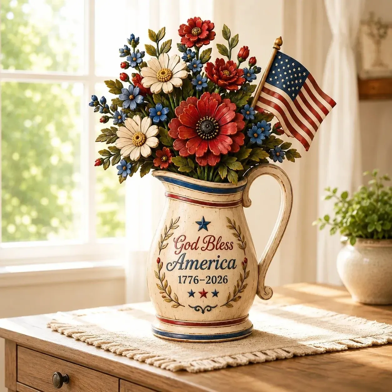 Handmade America’s 250th Anniversary Patriotic Floral Décor