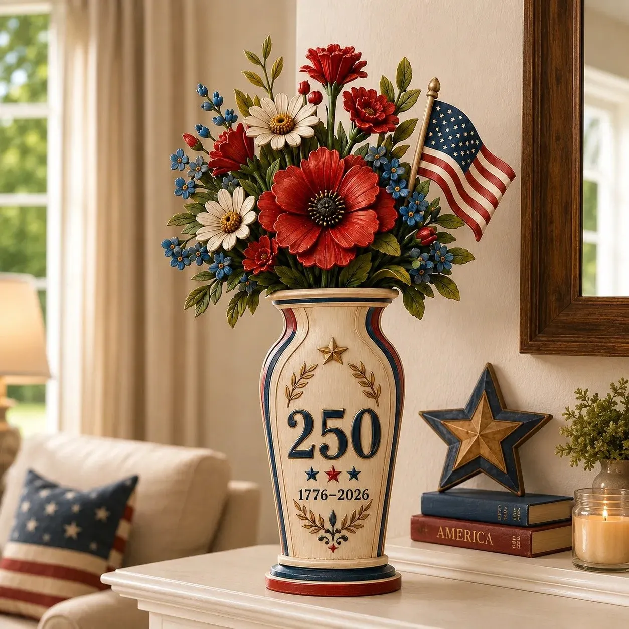 Handmade America’s 250th Anniversary Patriotic Floral Décor