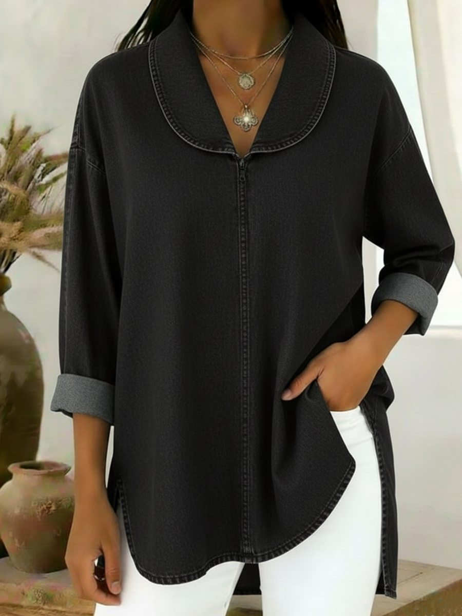 💝💝Lastday 50% OFF🔥Retro Shawl Collar Denim Cotton Top