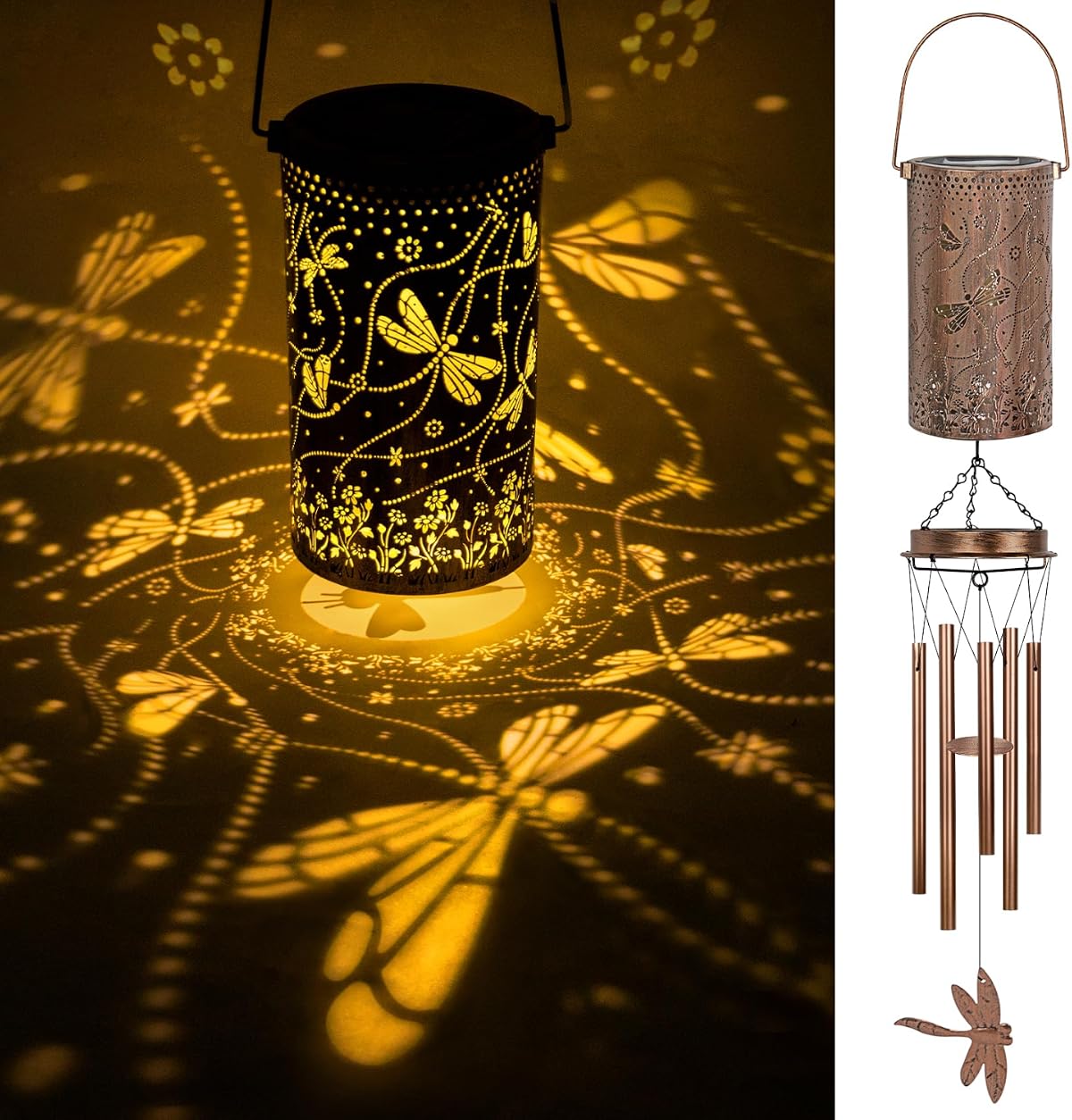 Outdoor solar wind chimes, dragonfly commemorative wind chimes, solar lights, garden decorative wind chimes