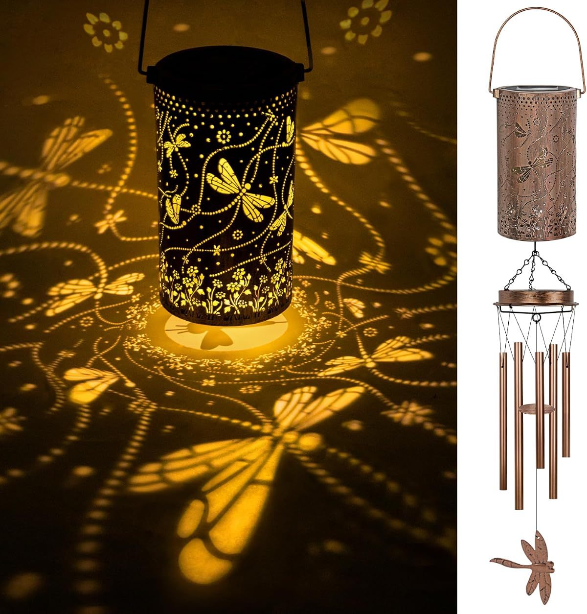 Outdoor solar wind chimes, dragonfly commemorative wind chimes, solar lights, garden decorative wind chimes