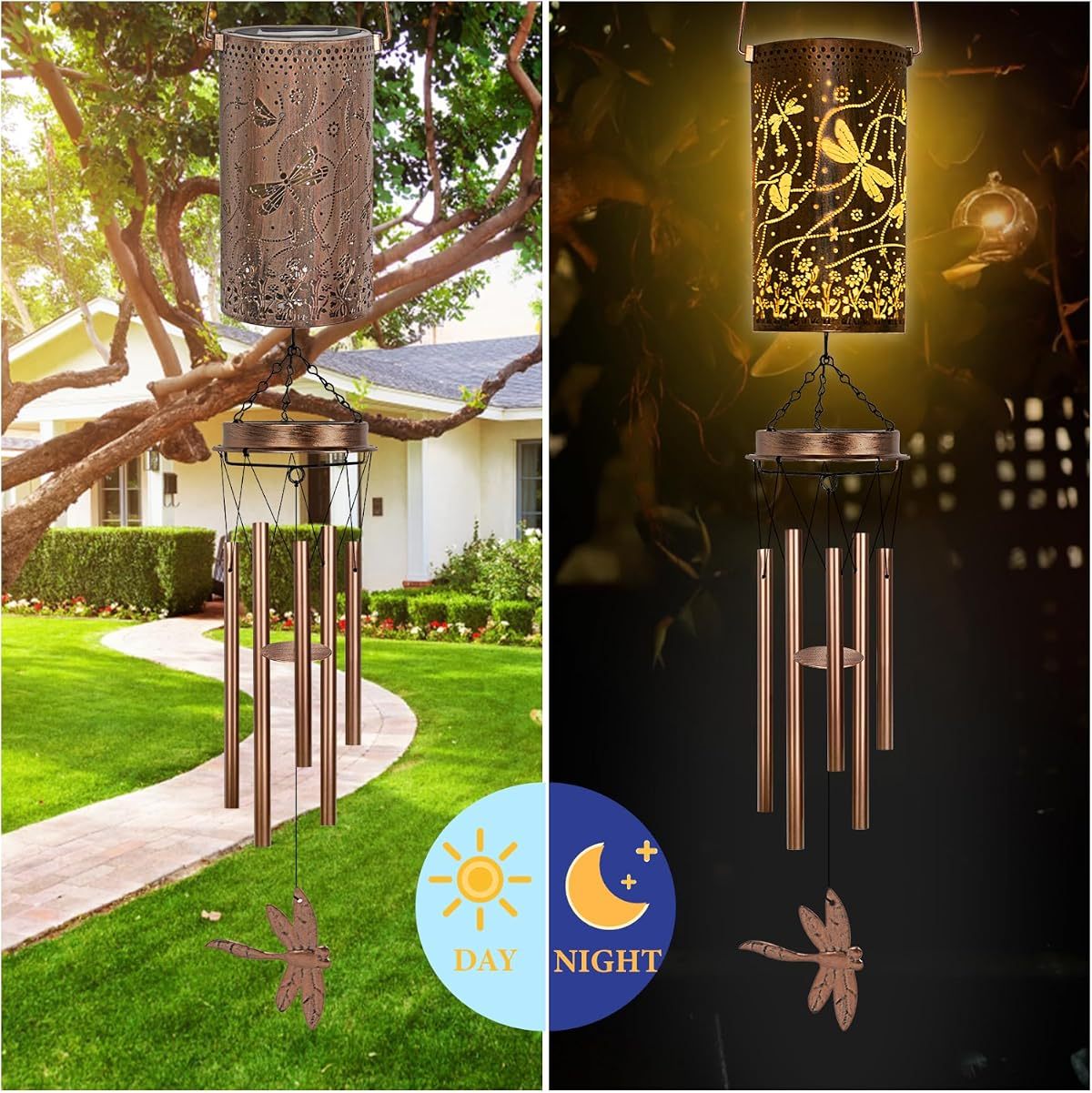 Outdoor solar wind chimes, dragonfly commemorative wind chimes, solar lights, garden decorative wind chimes