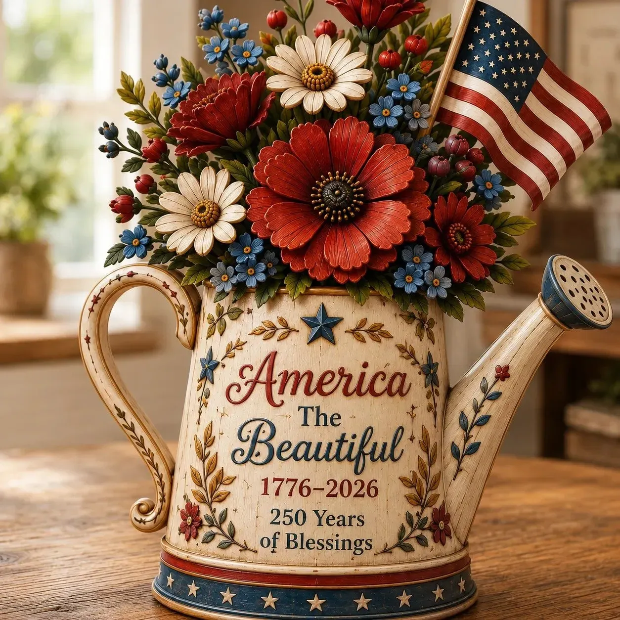 Handmade America’s 250th Anniversary Patriotic Floral Décor