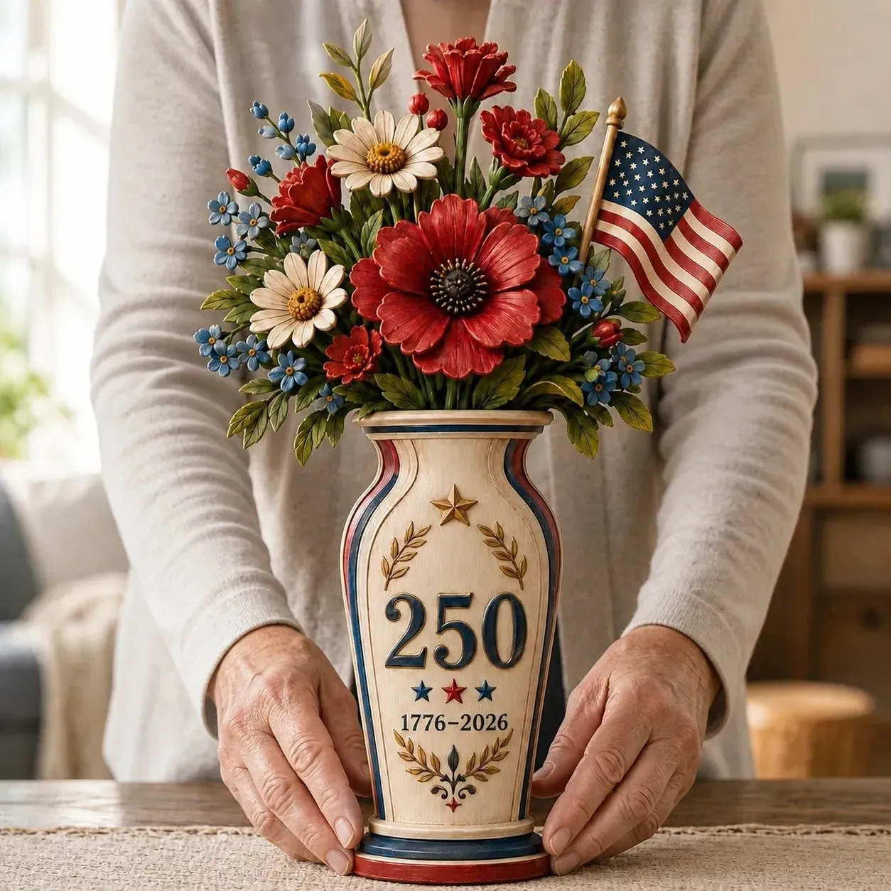 Handmade America’s 250th Anniversary Patriotic Floral Décor