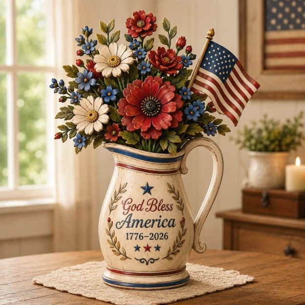 Handmade America’s 250th Anniversary Patriotic Floral Décor