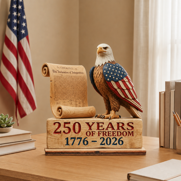 🔥4th of July Hot Sale 60% Off 🔥250 Years of Freedom Wooden Desk Sign | USA Patriotic Decor 1776-2026