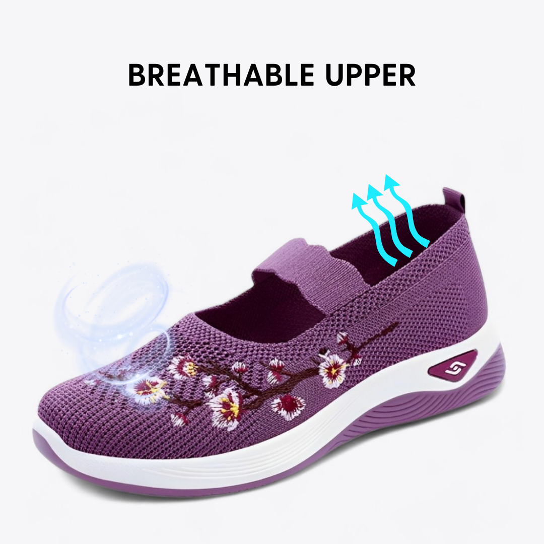 CMF Women Orthopedic Shoes Breathable Arch-support Blossom Cherry Vintage Non-slip Mesh