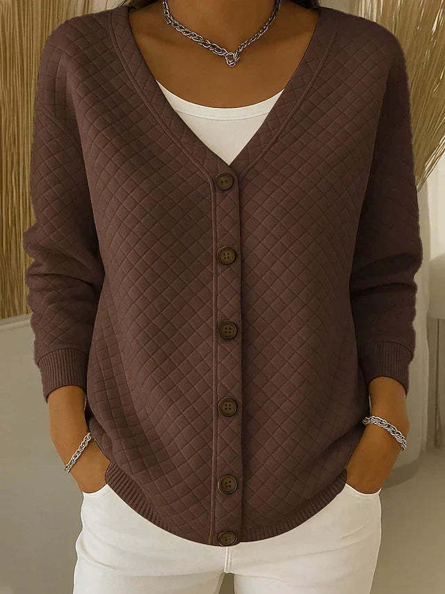  Quilted Button Front Cardigan