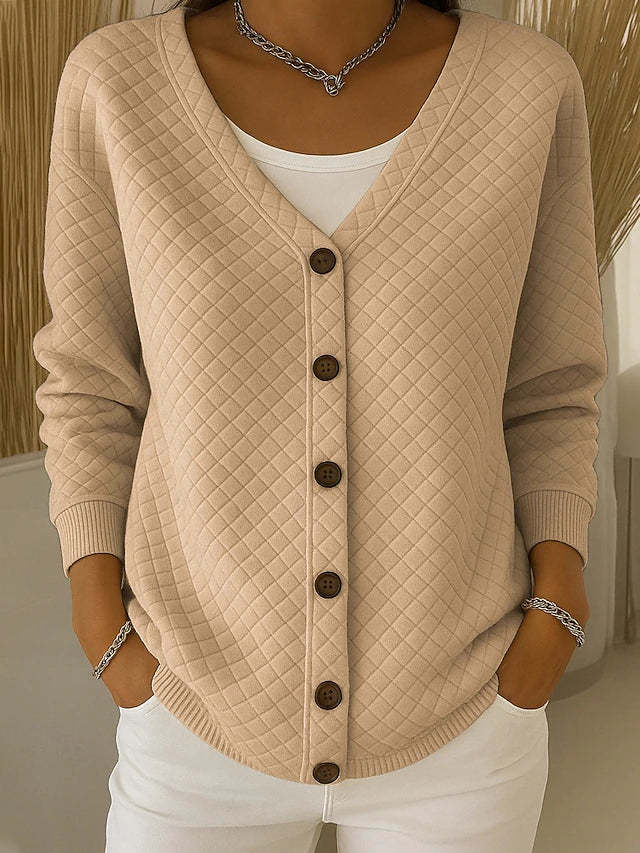  Quilted Button Front Cardigan