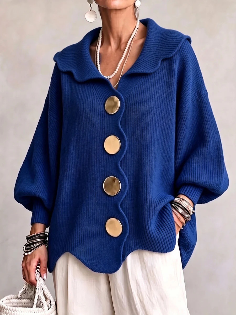 Women's V-neck long-sleeved knitted top