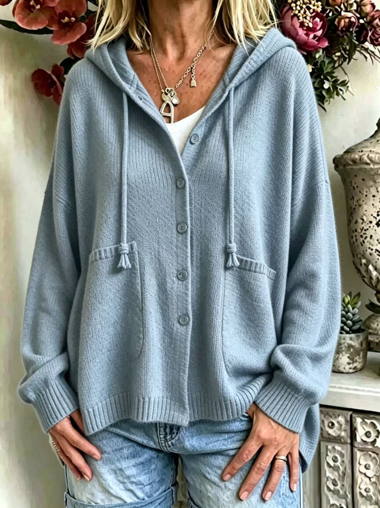 Autumn Special Offer 🔥 Women's Casual Hooded Pure Cotton Long-Sleeve Knitwear