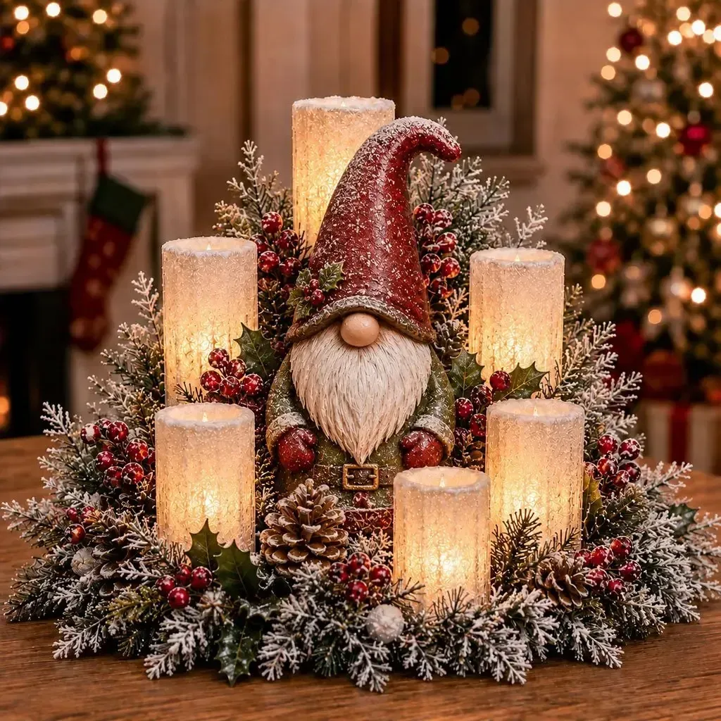 🌲Christmas Lighted Centerpiece with Flameless Candle Glow
