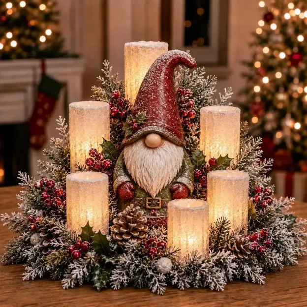 🌲Christmas Lighted Centerpiece with Flameless Candle Glow