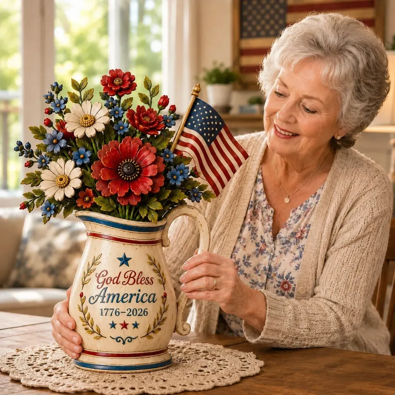 Handmade America’s 250th Anniversary Patriotic Floral Décor