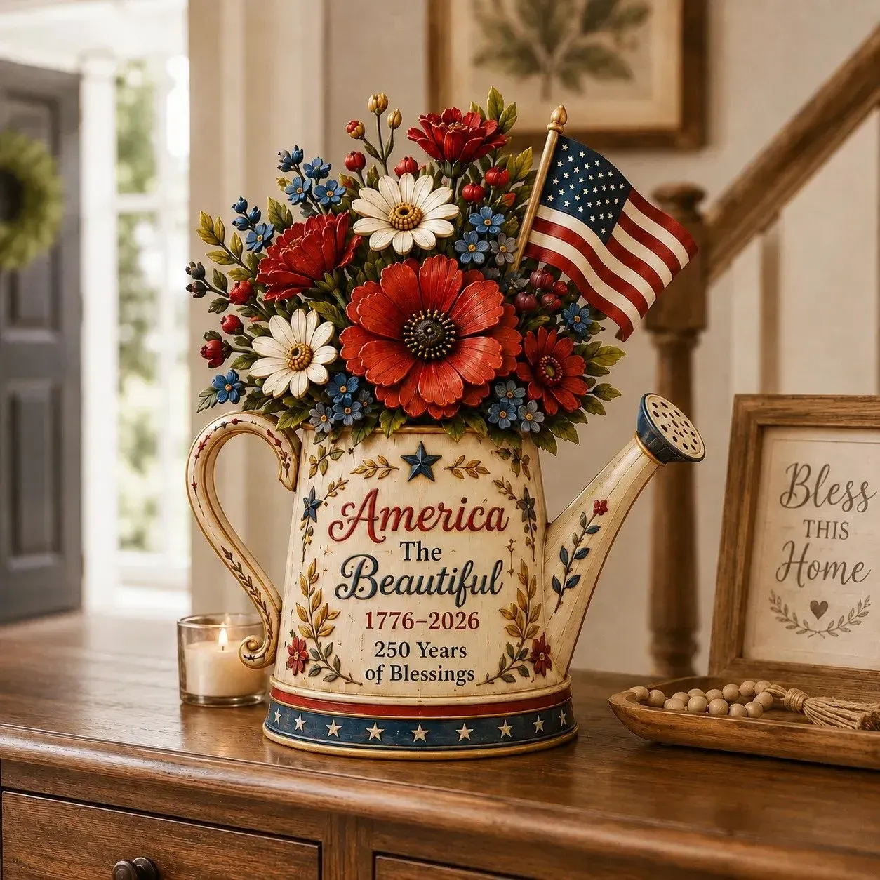Handmade America’s 250th Anniversary Patriotic Floral Décor