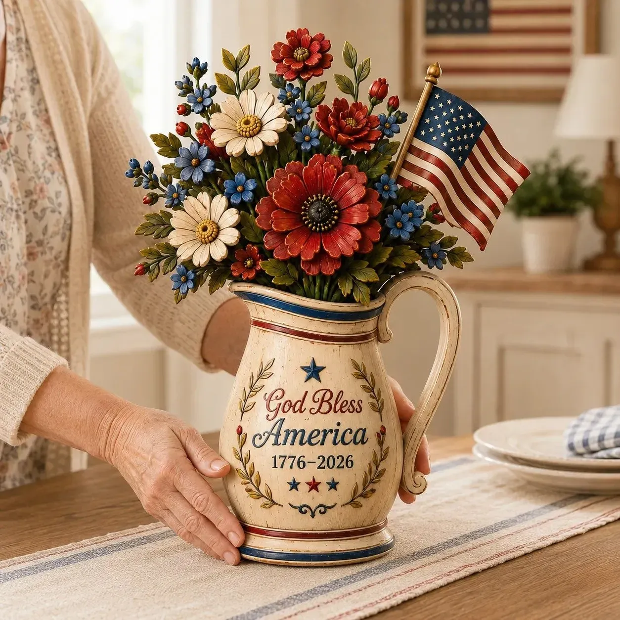 Handmade America’s 250th Anniversary Patriotic Floral Décor