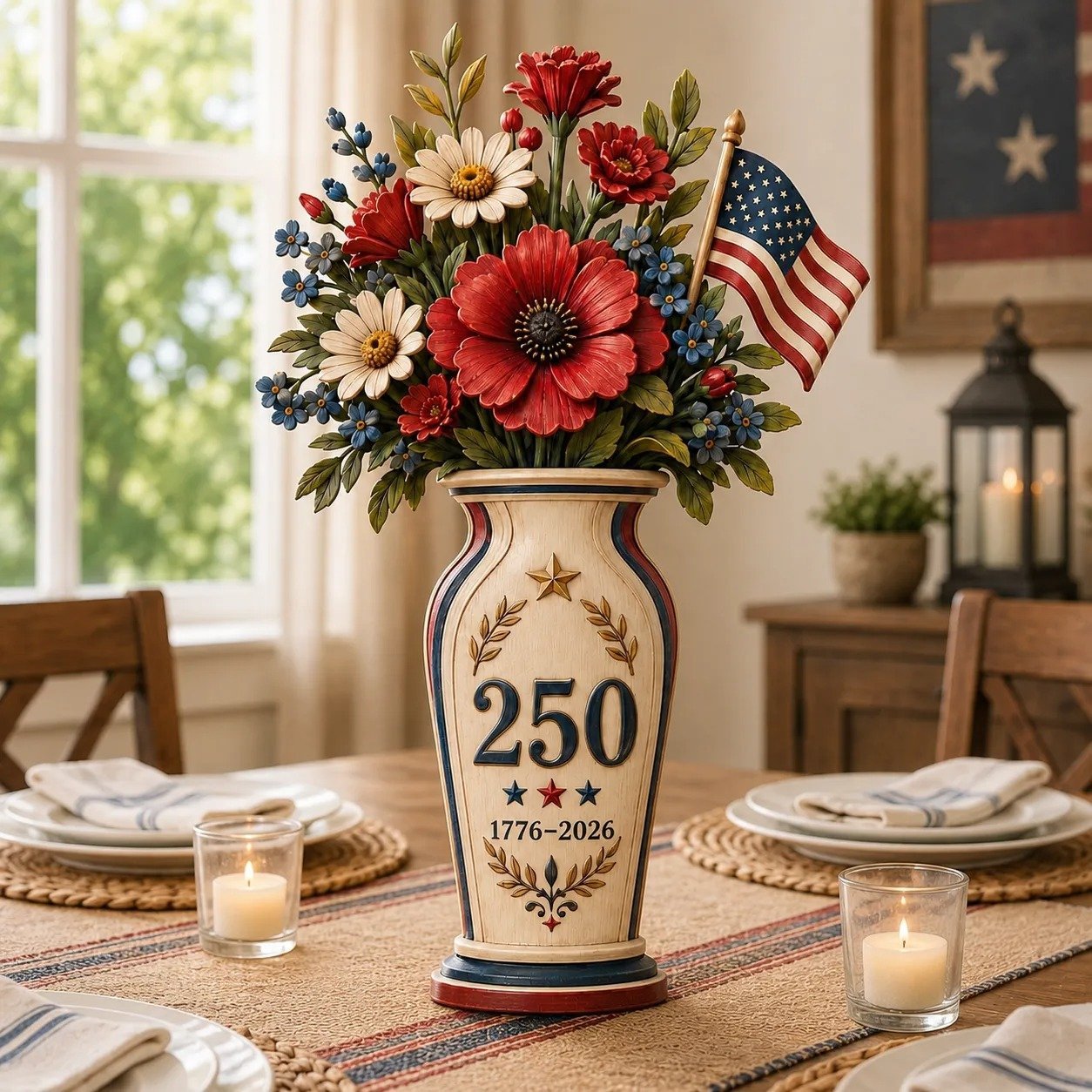 Handmade America’s 250th Anniversary Patriotic Floral Décor