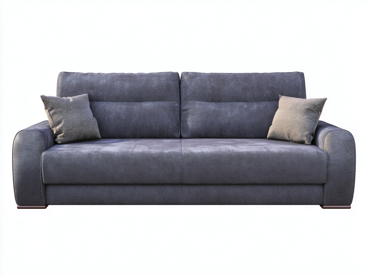 Gerades Sofa aus Stoff 220 x 92 x 88 cm - Blau-Grau - für Wohnzimmer - 3-Sitzer - modernes Design-Lomirohaus