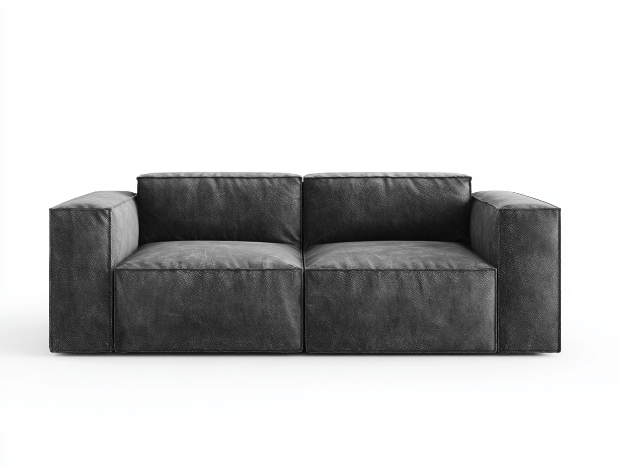 Gerades Sofa Lederoptik 186 x 96 x 74 cm - Schwarz-Grau - für Wohnzimmer - modernes Design-Lomirohaus