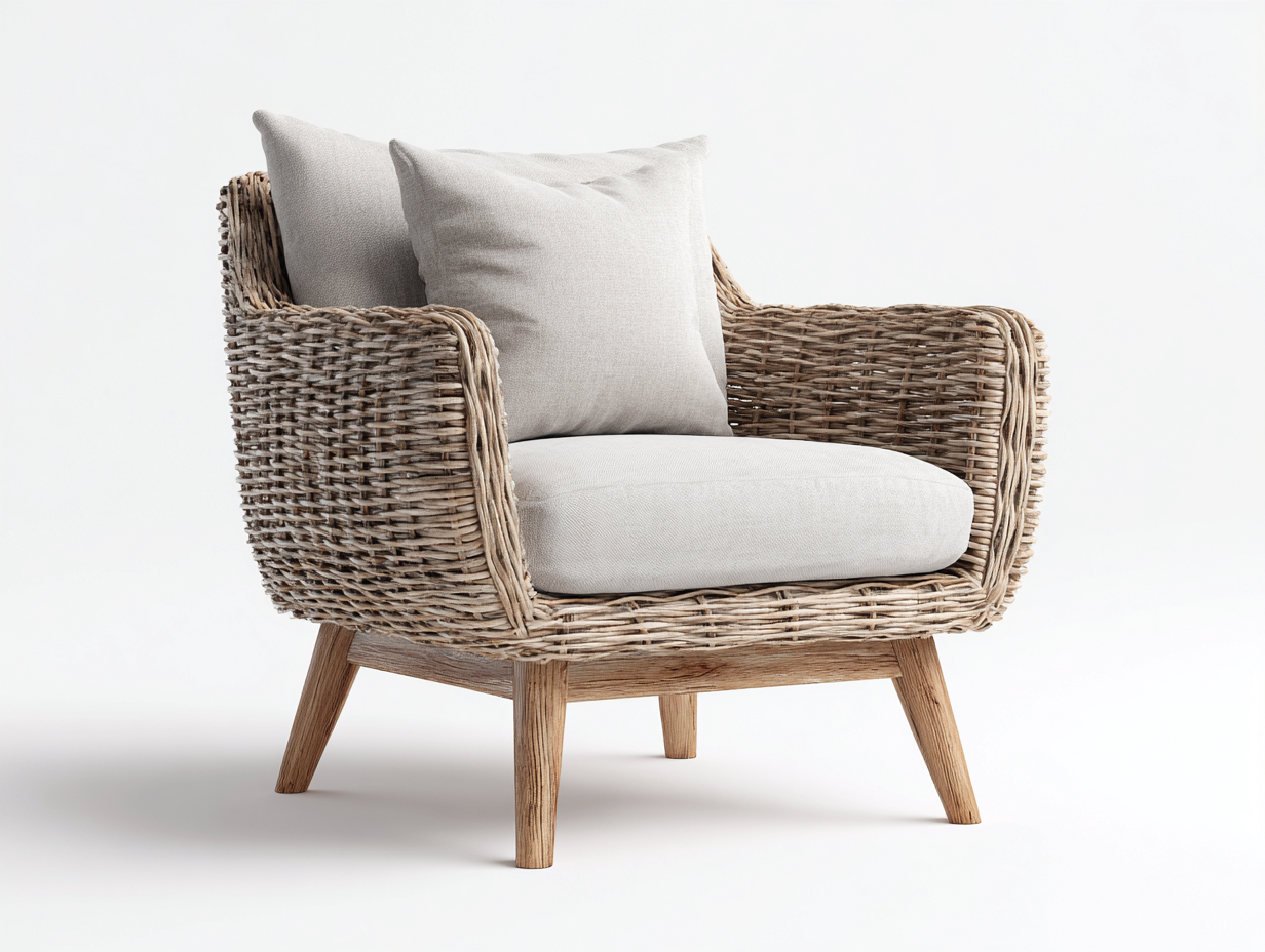 Polyrattan Gartensessel 80x85x85 cm - Geflecht Rattanoptik - Wetterfest - Naturbeige-Beige - Outdoor Loungesessel - Modernes Design-Lomirohaus