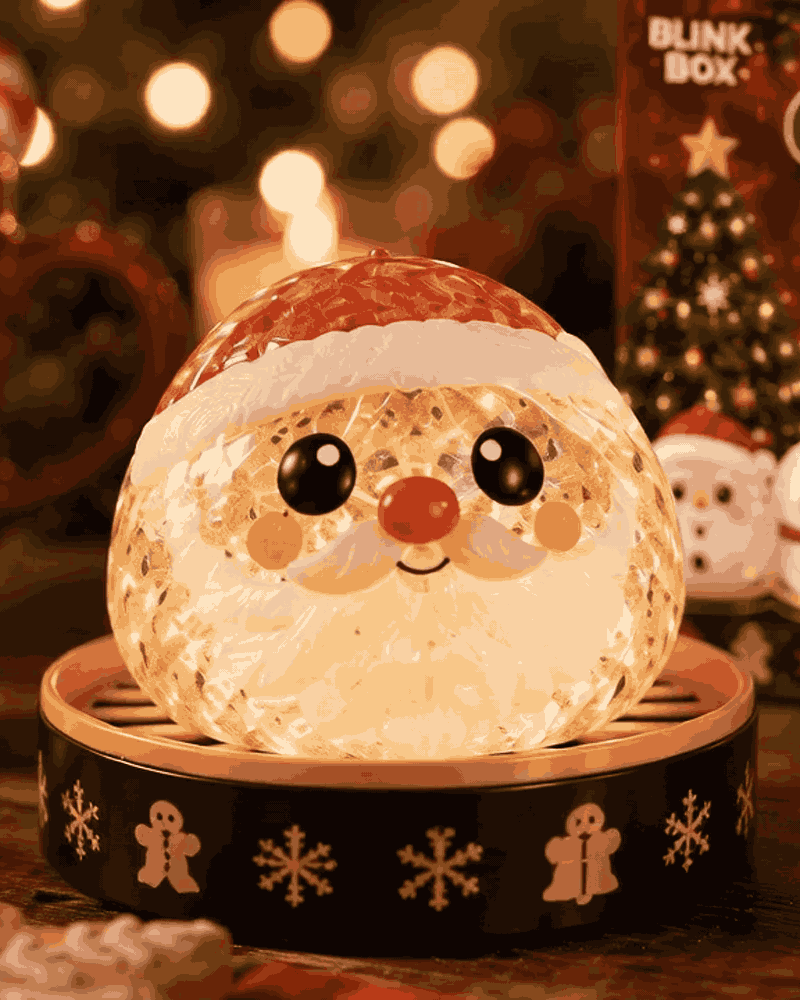 Hand squeezing a slow-rising Christmas dumpling toy