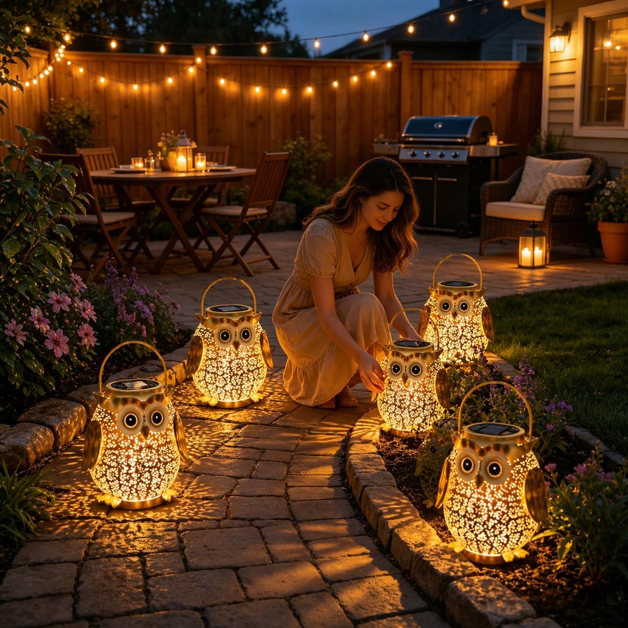 Golden Glow Owl Solar Lantern