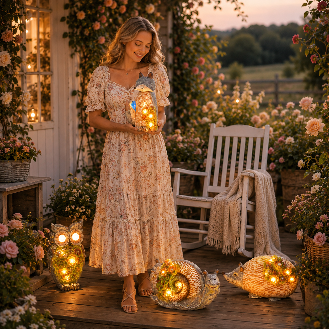 Solar Woodland Garden Figurine Lights