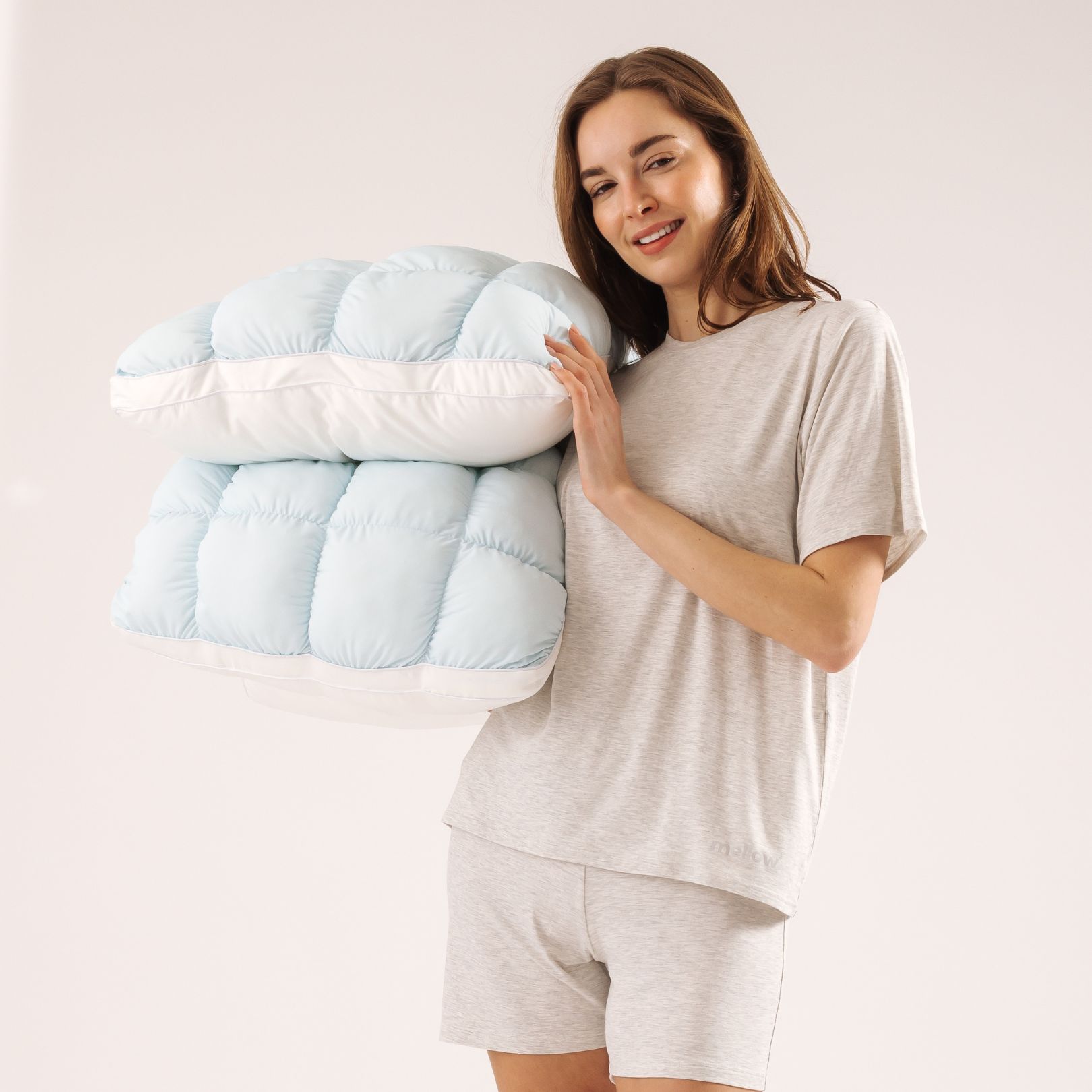 Puff Pillow.Quilted puff-grid design, cooling to the touch, and a cloud-like fill that never goes flat. 