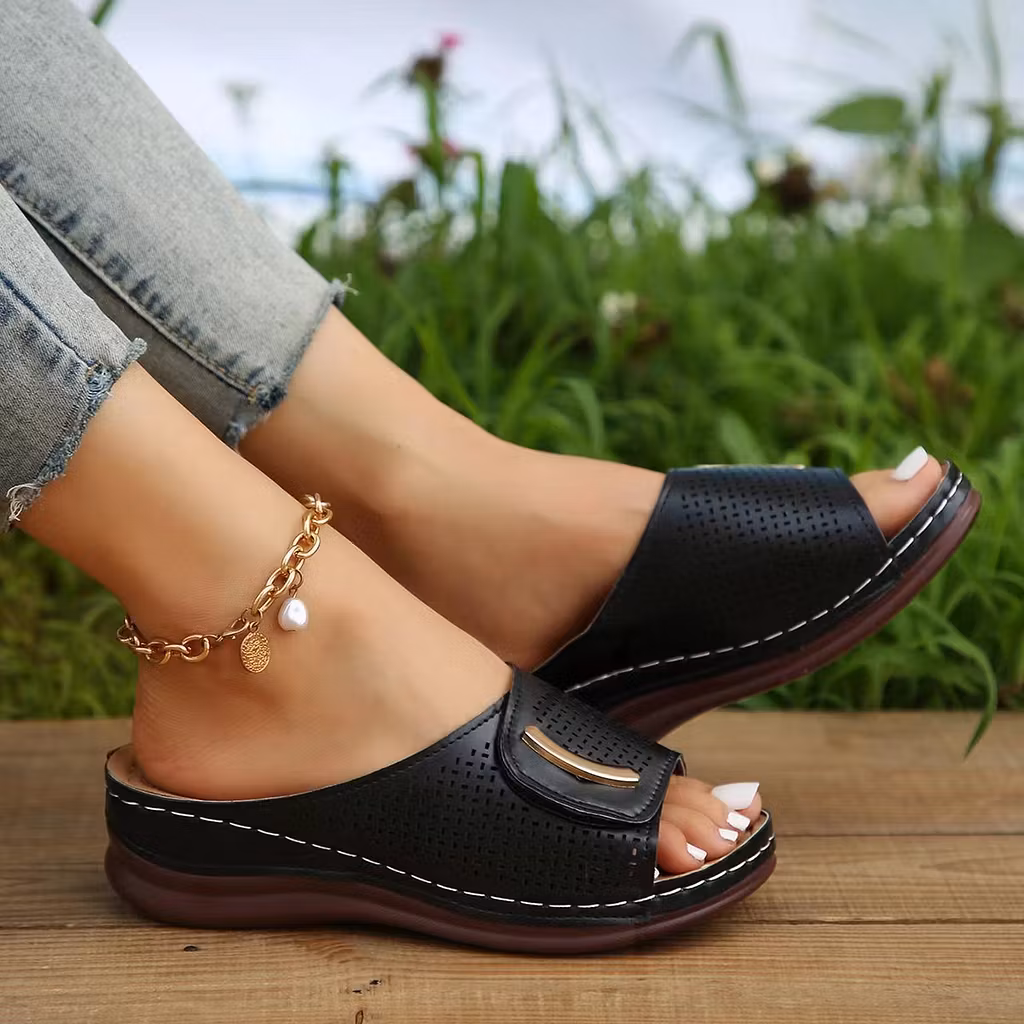 🔥Mother‘s Day 49% OFF — Peep Toe Hollow Out Orthopedic Slippers