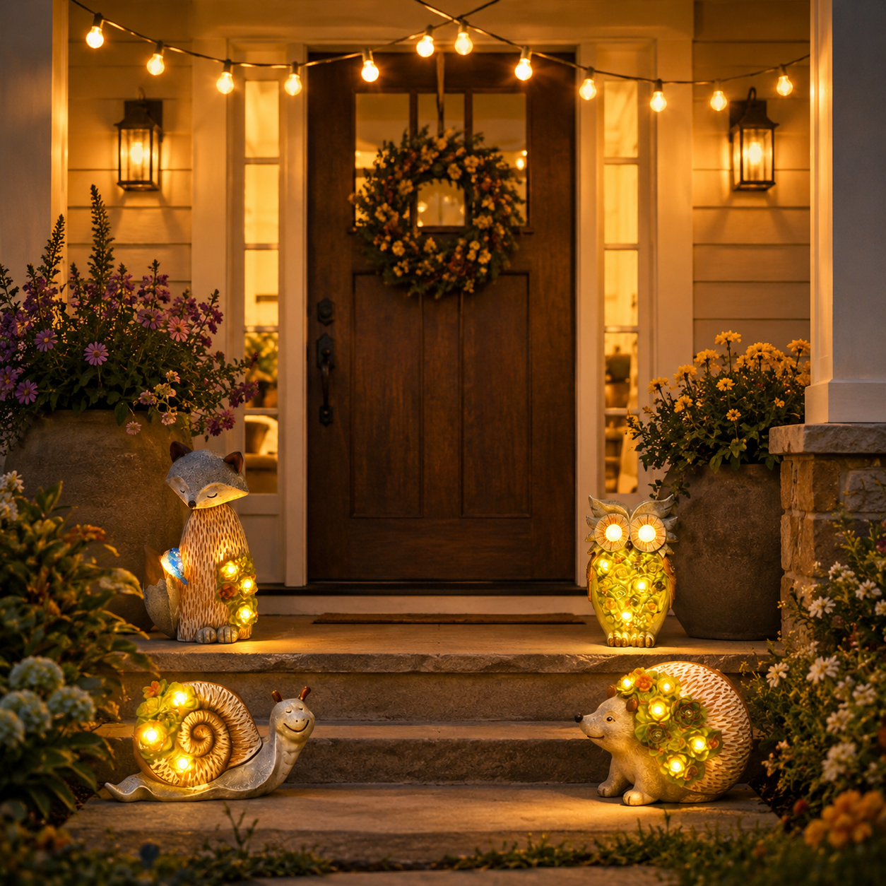 Solar Woodland Garden Figurine Lights