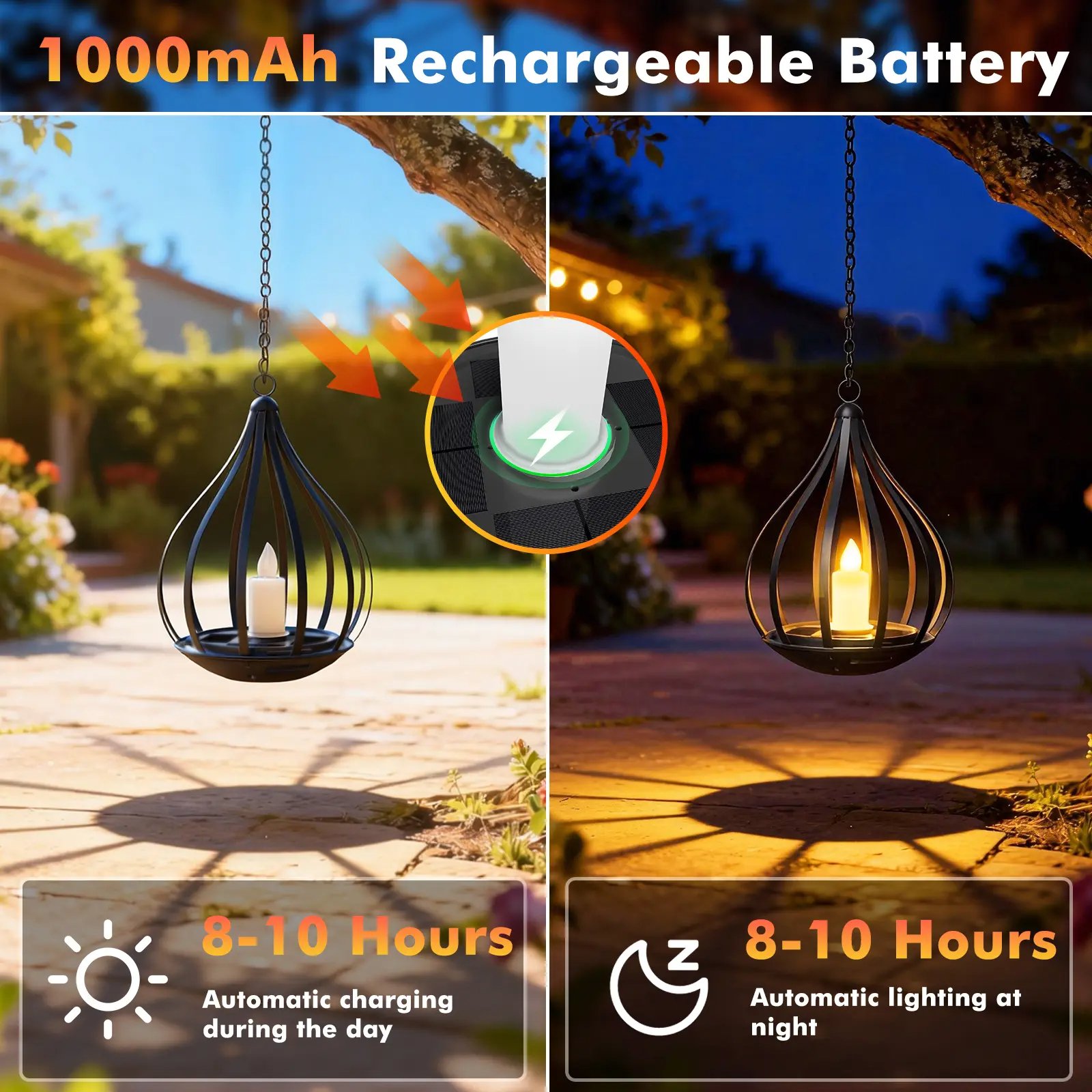 Metal Solar Water Drop Shape Candle Lantern