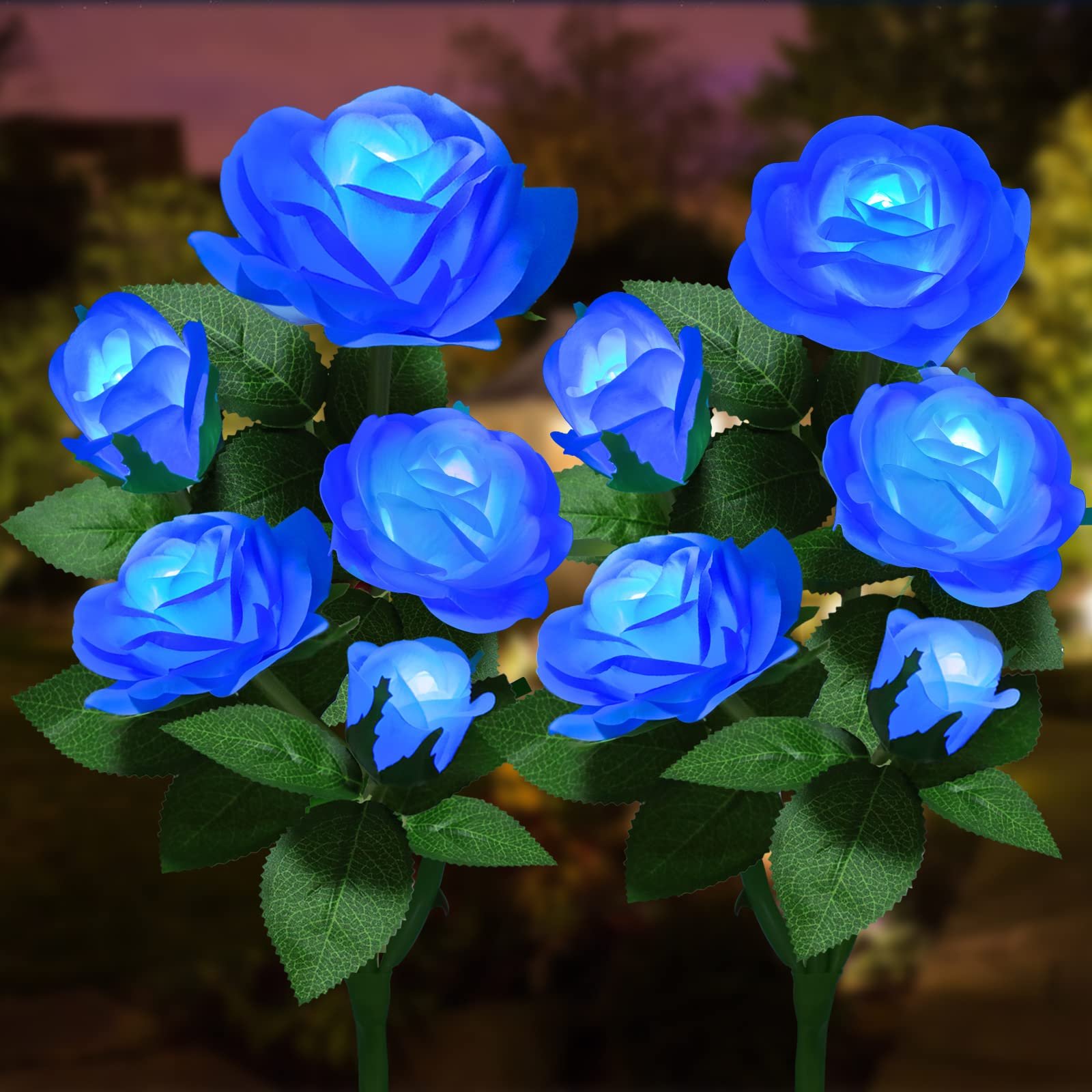 Solar Powered 5-Rose Garden Stake Lights (2 Pack)