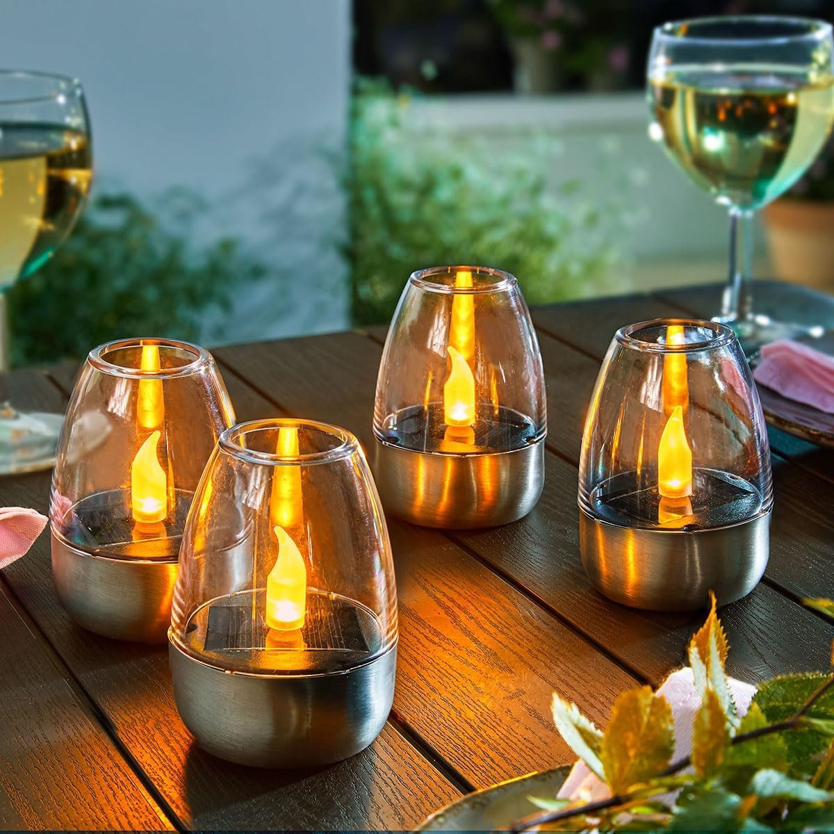 6 Pack Solar Power Tea Lights Outdoor Flameless Flicker with Dusk to Dawn Sensor