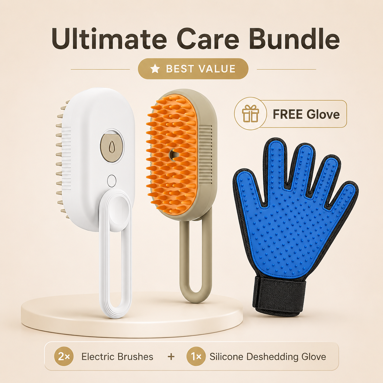 Ultimate Pet Spa & Grooming Kit: Electric Steaming Brush & Silicone Deshedding Glove Bundle for Dogs & Cats