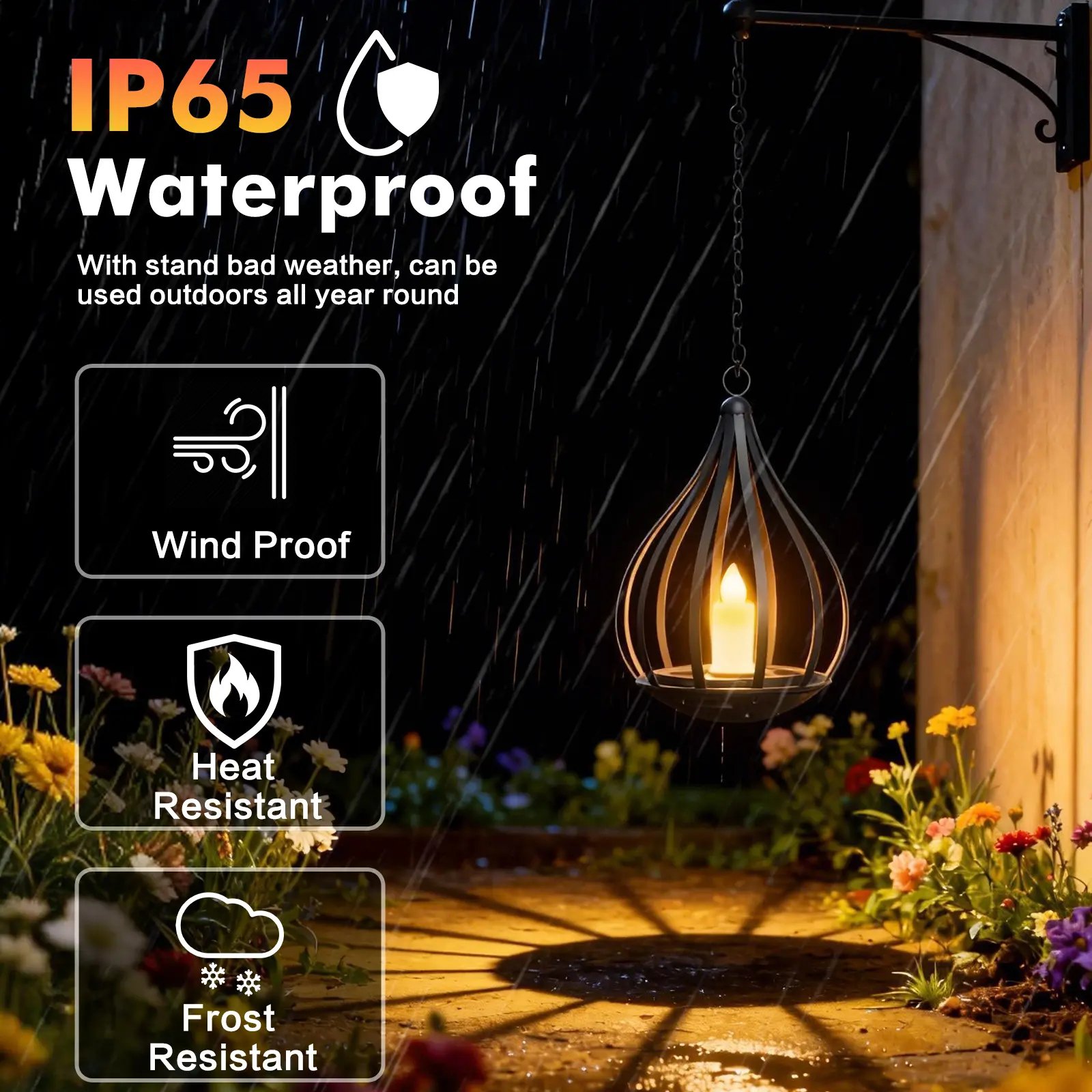Metal Solar Water Drop Shape Candle Lantern