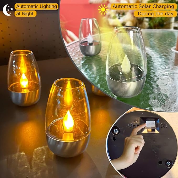 6 Pack Solar Power Tea Lights Outdoor Flameless Flicker with Dusk to Dawn Sensor