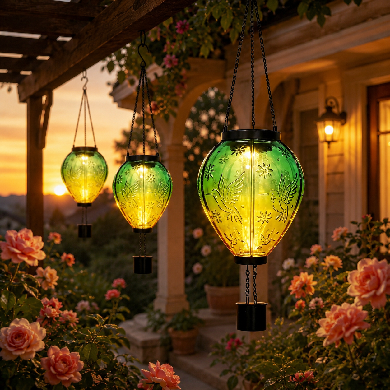 Hummingbird Glow Solar Hanging Lantern