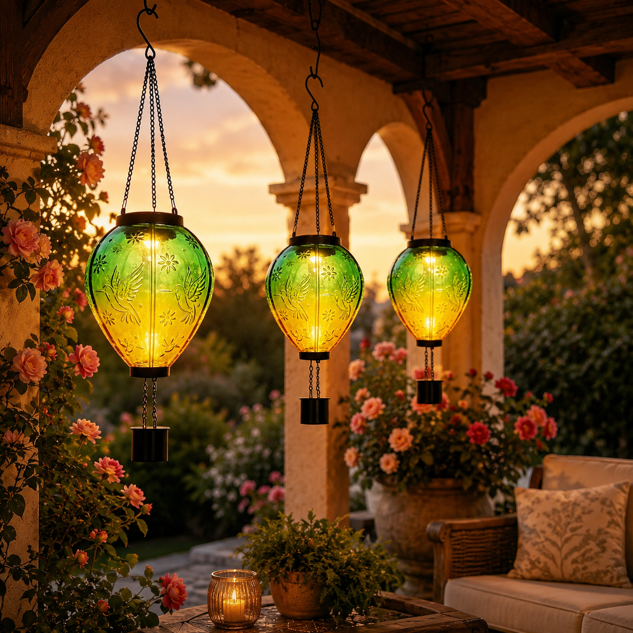 Hummingbird Glow Solar Hanging Lantern