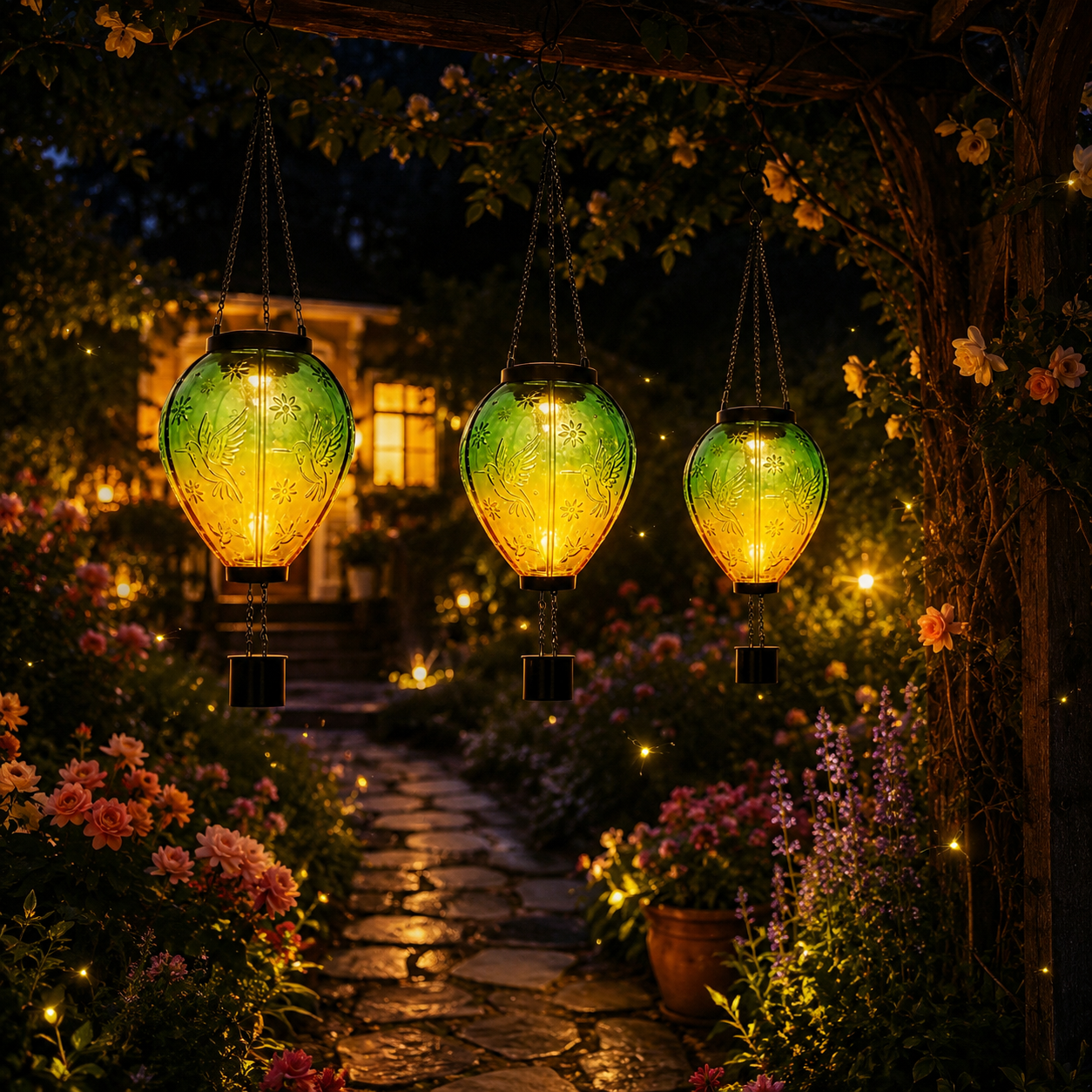 Hummingbird Glow Solar Hanging Lantern