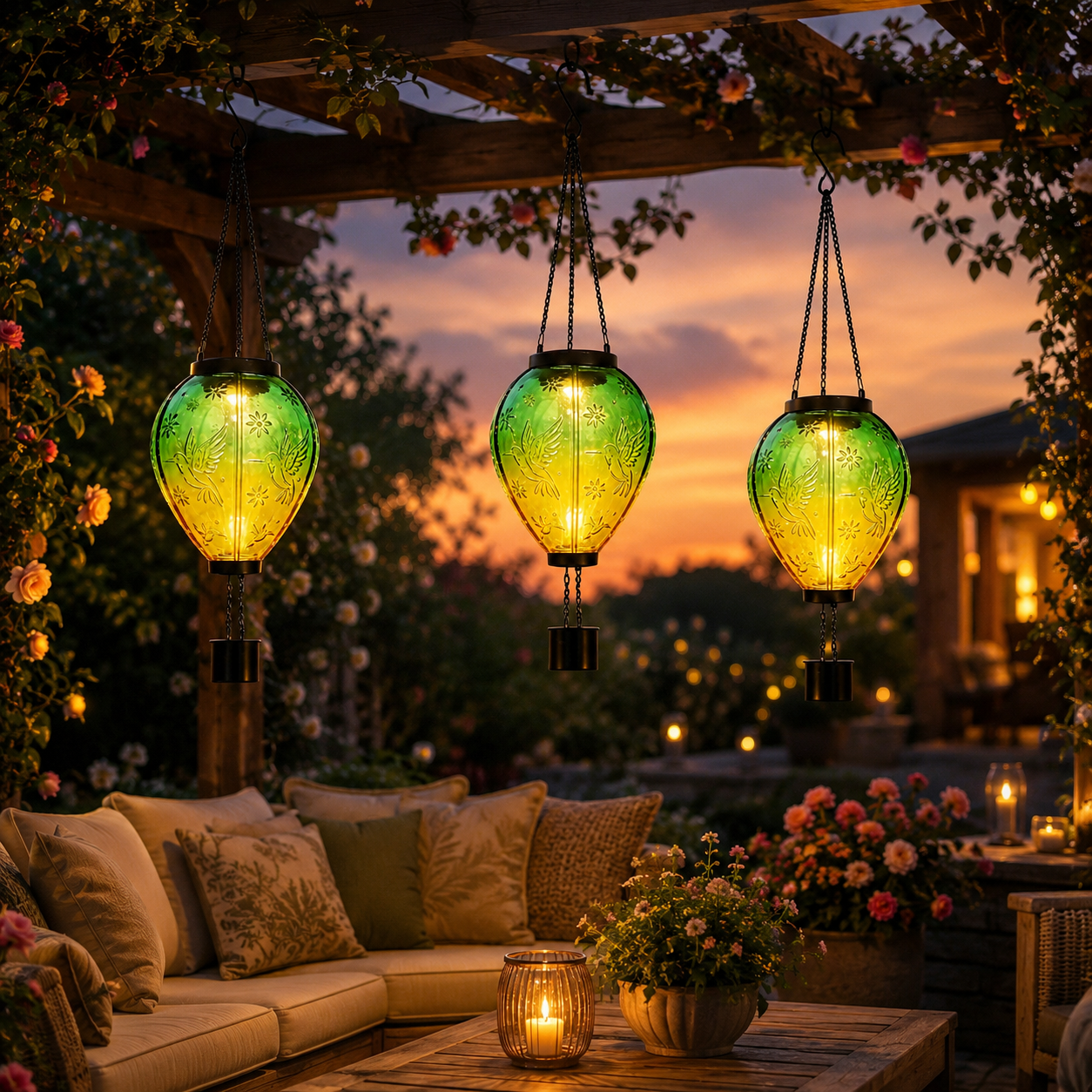 Hummingbird Glow Solar Hanging Lantern