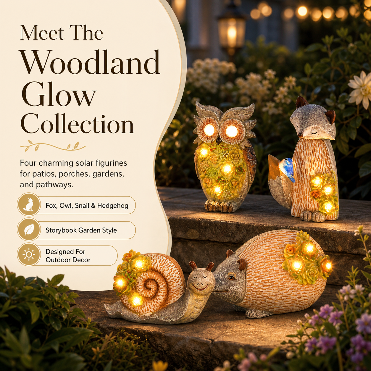 Solar Woodland Garden Figurine Lights