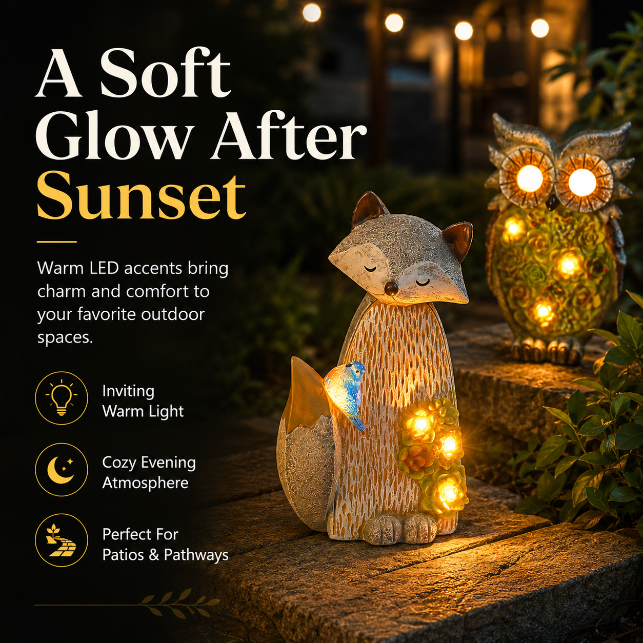 Solar Woodland Garden Figurine Lights