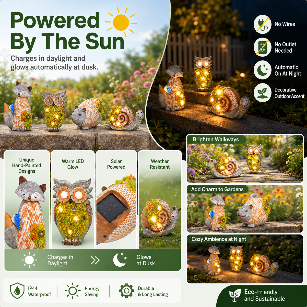 Solar Woodland Garden Figurine Lights
