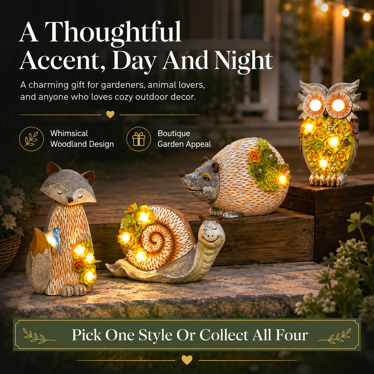 Solar Woodland Garden Figurine Lights