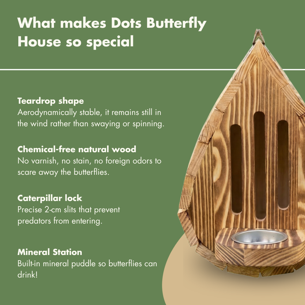 Teardrop-shaped butterfly house